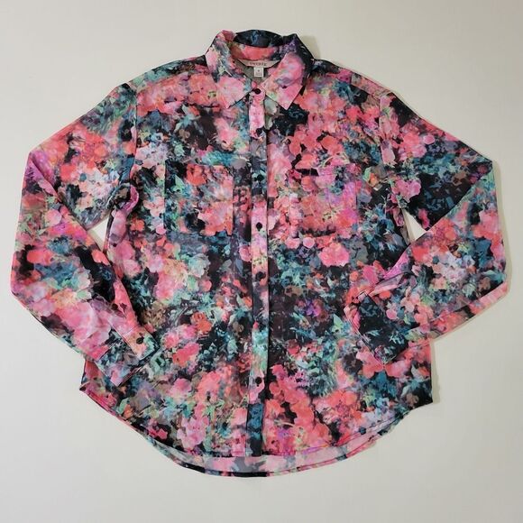 Decree Women's Sheer Floral Button-Down Blouse and Matching Tank Top - Picture 1 of 16